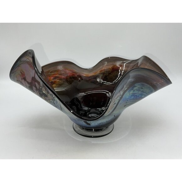 Buzz Williams Studio Art Glass Bowl Abstract Shape Alder House Signed 2004 Bowl - Picture 10 of 14